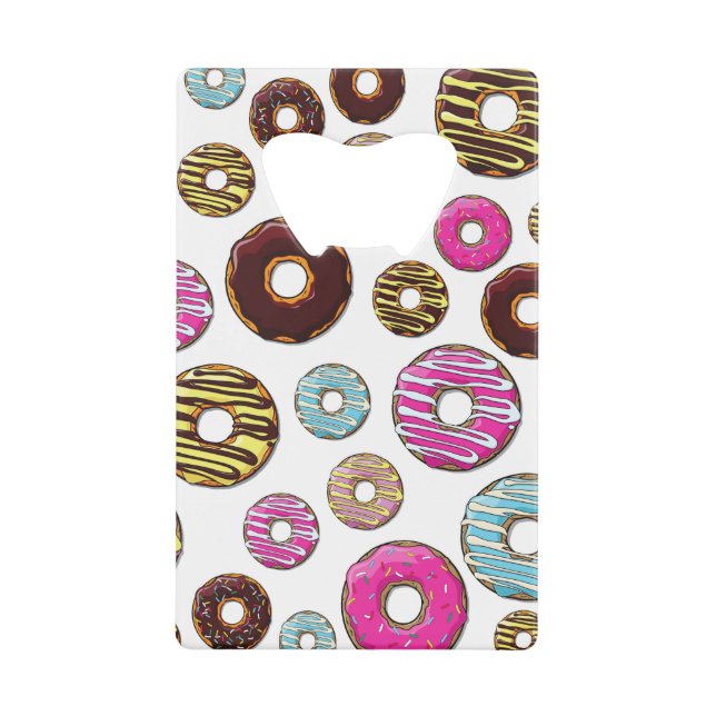 Pattern Of Doughnuts, Colourful Doughnuts, Sprinkl Credit Card Bottle Opener (Front)