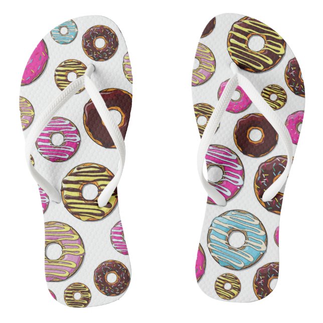 Pattern Of Doughnuts, Colourful Doughnuts, Sprinkl Flip Flops (Footbed)