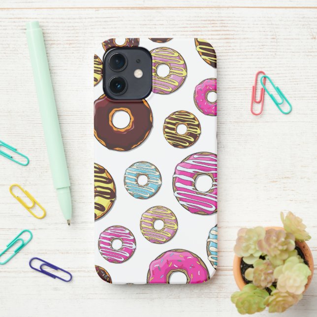 Pattern Of Doughnuts, Colourful Doughnuts, Sprinkl iPhone Case (On Desk)