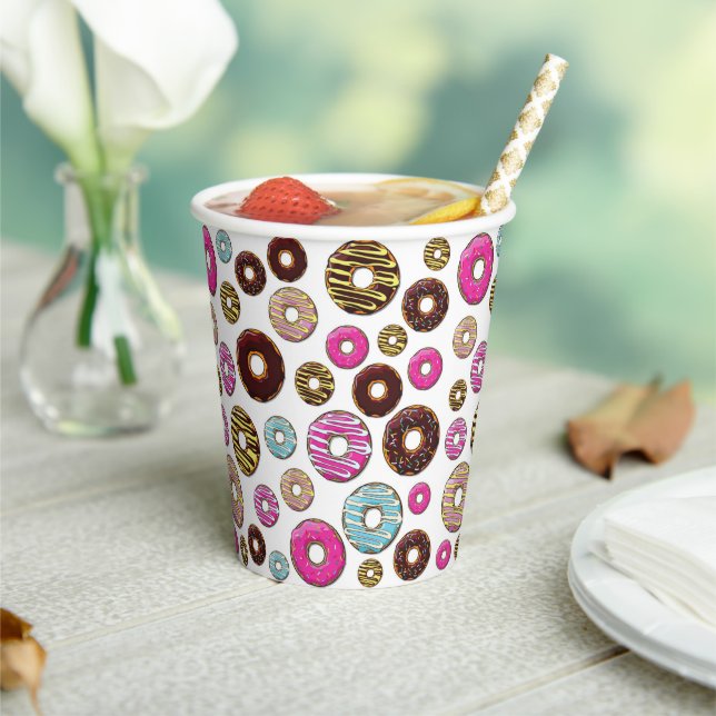 Pattern Of Doughnuts, Colourful Doughnuts, Sprinkl Paper Cups (Insitu)