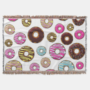 Pattern Of Doughnuts, Colourful Doughnuts, Sprinkl Throw Blanket