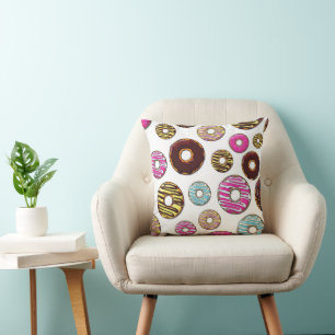 Pattern Of Doughnuts, Colourful Doughnuts, Sprinkl Throw Pillow