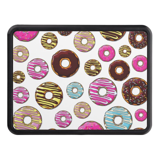 Pattern Of Doughnuts, Colourful Doughnuts, Sprinkl Trailer Hitch Cover (Front)