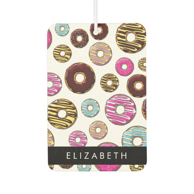 Pattern Of Doughnuts, Colourful Doughnuts, Your Na Air Freshener (Front)