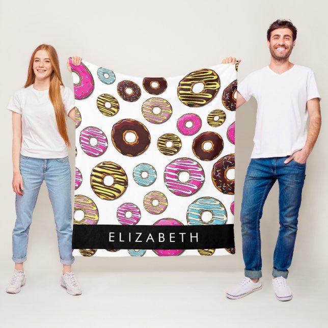 Pattern Of Doughnuts, Colourful Doughnuts, Your Na Fleece Blanket (In Situ)