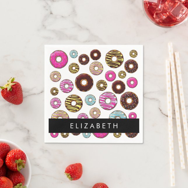Pattern Of Doughnuts, Colourful Doughnuts, Your Na Napkin (Insitu)