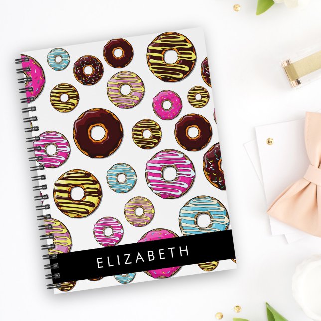 Pattern Of Doughnuts, Colourful Doughnuts, Your Na Notebook (Creator Uploaded)