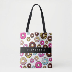 Pattern Of Doughnuts, Colourful Doughnuts, Your Na Tote Bag