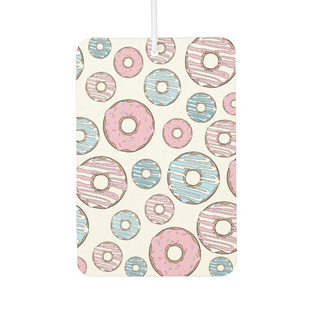 Pattern Of Doughnuts, Pink Doughnuts, Blue Doughnu Air Freshener (Front)