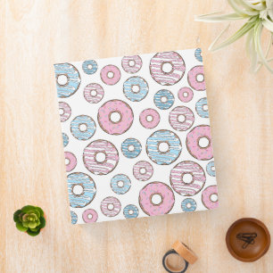 Pattern Of Doughnuts, Pink Doughnuts, Blue Doughnu Binder