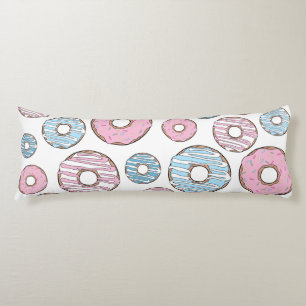 Pattern Of Doughnuts, Pink Doughnuts, Blue Doughnu Body Pillow