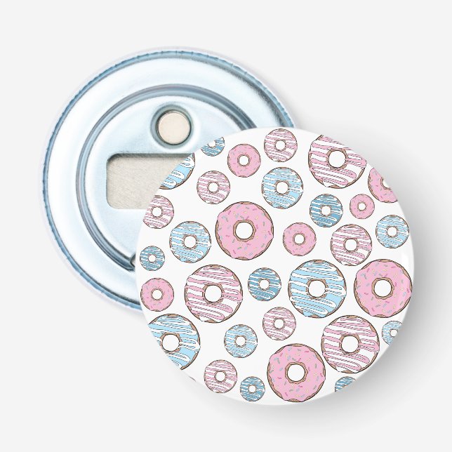 Pattern Of Doughnuts, Pink Doughnuts, Blue Doughnu Bottle Opener (Front)