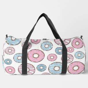 Pattern Of Doughnuts, Pink Doughnuts, Blue Doughnu Duffle Bag