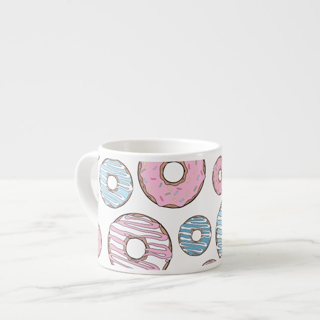 Pattern Of Doughnuts, Pink Doughnuts, Blue Doughnu Espresso Cup (Front Left)