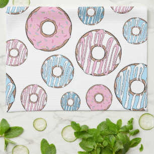 Pattern Of Doughnuts, Pink Doughnuts, Blue Doughnu Kitchen Towel
