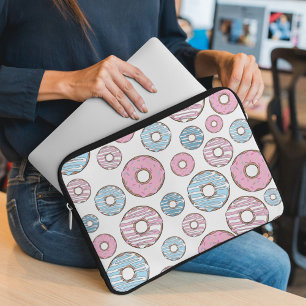 Pattern Of Doughnuts, Pink Doughnuts, Blue Doughnu Laptop Sleeve