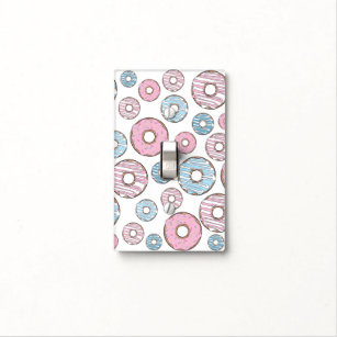 Pattern Of Doughnuts, Pink Doughnuts, Blue Doughnu Light Switch Cover