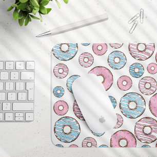 Pattern Of Doughnuts, Pink Doughnuts, Blue Doughnu Mouse Pad