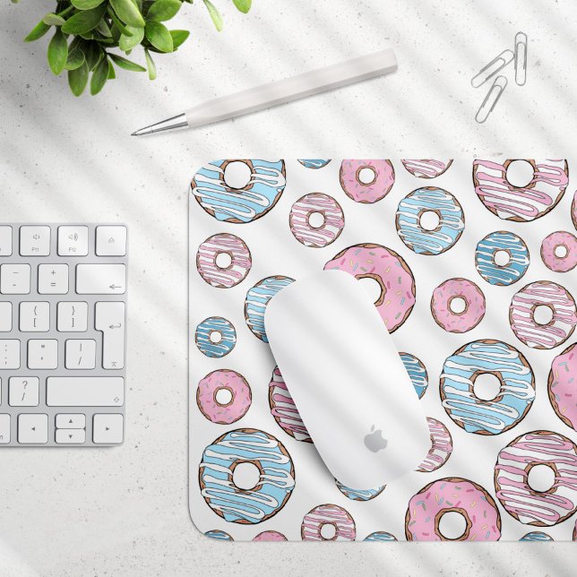 Pattern Of Doughnuts, Pink Doughnuts, Blue Doughnu Mouse Pad (Creator Uploaded)