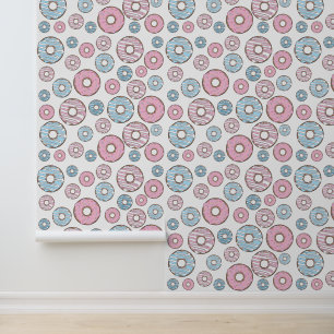 Pattern Of Doughnuts, Pink Doughnuts, Blue Doughnu Wallpaper