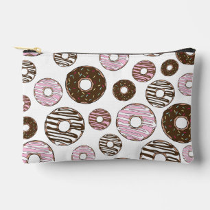 Pattern Of Doughnuts, Pink Doughnuts, Brown Doughn Accessory Pouch
