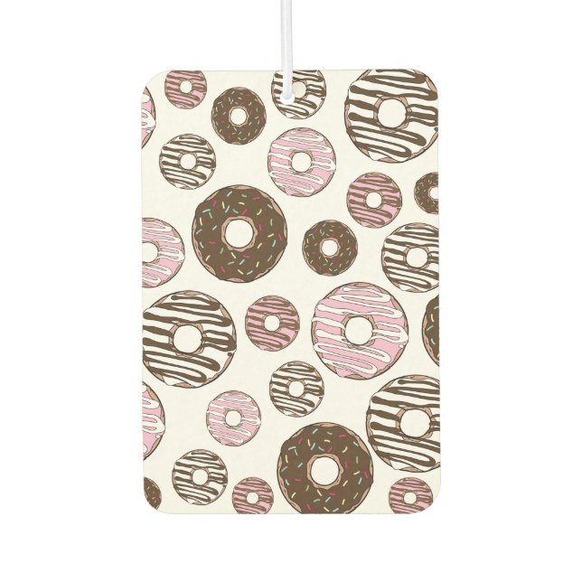 Pattern Of Doughnuts, Pink Doughnuts, Brown Doughn Air Freshener (Front)