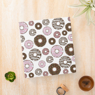 Pattern Of Doughnuts, Pink Doughnuts, Brown Doughn Binder