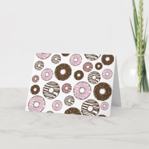 Pattern Of Doughnuts, Pink Doughnuts, Brown Doughn Card