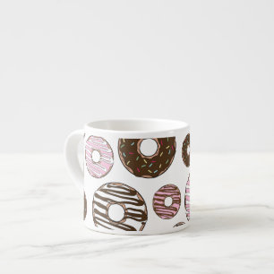 Pattern Of Doughnuts, Pink Doughnuts, Brown Doughn Espresso Cup