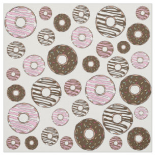 Pattern Of Doughnuts, Pink Doughnuts, Brown Doughn Fabric