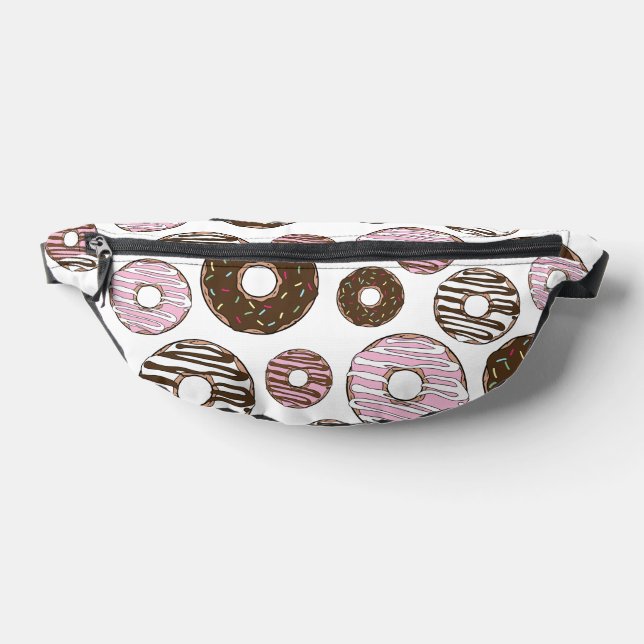 Pattern Of Doughnuts, Pink Doughnuts, Brown Doughn Fanny Pack (Lay Down)