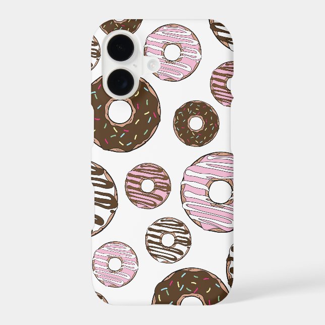 Pattern Of Doughnuts, Pink Doughnuts, Brown Doughn iPhone Case (Back)