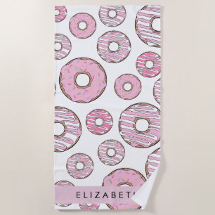 Pattern Of Doughnuts, Pink Doughnuts, Icing, Your Beach Towel