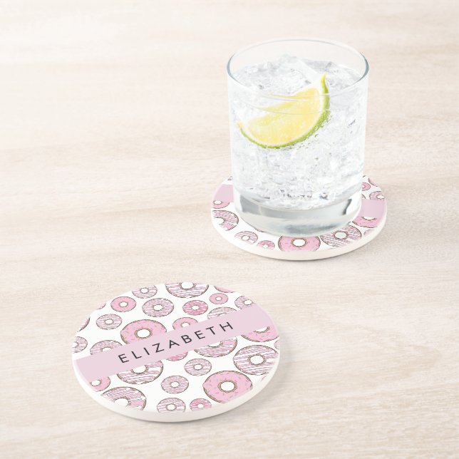 Pattern Of Doughnuts, Pink Doughnuts, Icing, Your  Coaster (Side)