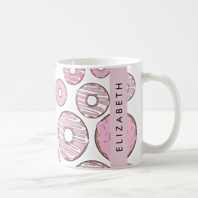 Pattern Of Doughnuts, Pink Doughnuts, Icing, Your  Coffee Mug (Right)
