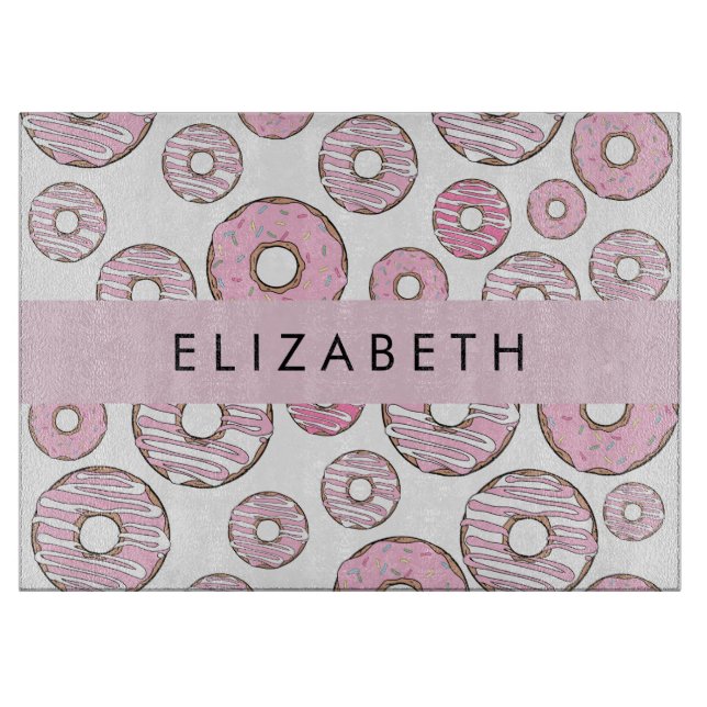Pattern Of Doughnuts, Pink Doughnuts, Icing, Your  Cutting Board (Front)