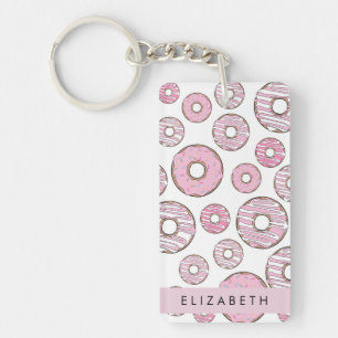 Pattern Of Doughnuts, Pink Doughnuts, Icing, Your  Keychain