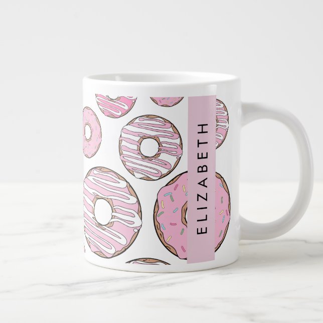Pattern Of Doughnuts, Pink Doughnuts, Icing, Your  Large Coffee Mug (Right)