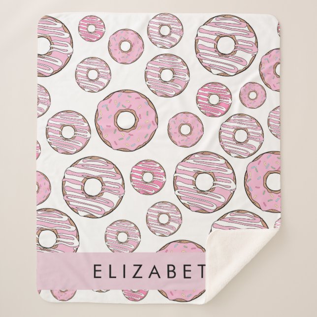 Pattern Of Doughnuts, Pink Doughnuts, Icing, Your  Sherpa Blanket (Front)
