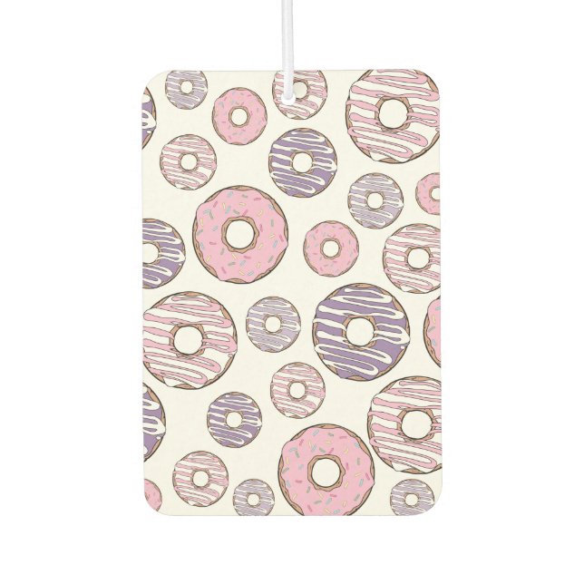 Pattern Of Doughnuts, Pink Doughnuts, Purple Dough Air Freshener (Front)