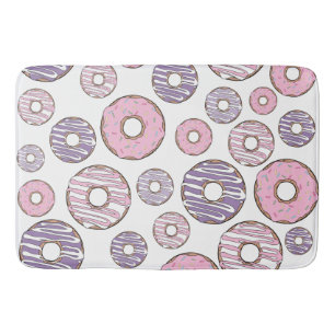 Pattern Of Doughnuts, Pink Doughnuts, Purple Dough Bath Mat