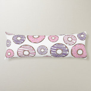 Pattern Of Doughnuts, Pink Doughnuts, Purple Dough Body Pillow
