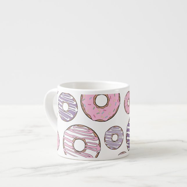 Pattern Of Doughnuts, Pink Doughnuts, Purple Dough Espresso Cup (Front Left)