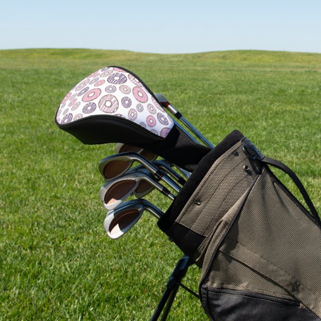 Pattern Of Doughnuts, Pink Doughnuts, Purple Dough Golf Head Cover (In Situ)