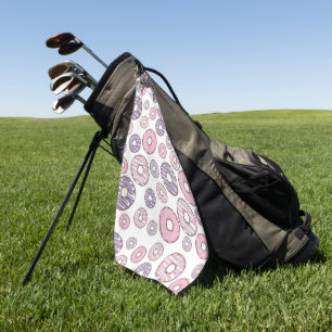 Pattern Of Doughnuts, Pink Doughnuts, Purple Dough Golf Towel