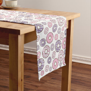 Pattern Of Doughnuts, Pink Doughnuts, Purple Dough Medium Table Runner