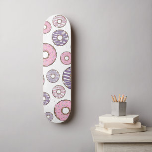 Pattern Of Doughnuts, Pink Doughnuts, Purple Dough Skateboard