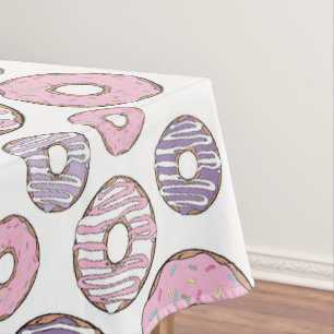 Pattern Of Doughnuts, Pink Doughnuts, Purple Dough Tablecloth