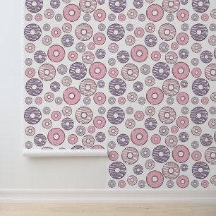 Pattern Of Doughnuts, Pink Doughnuts, Purple Dough Wallpaper
