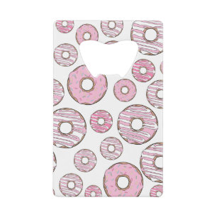Pattern Of Doughnuts, Pink Doughnuts, Sprinkles Credit Card Bottle Opener